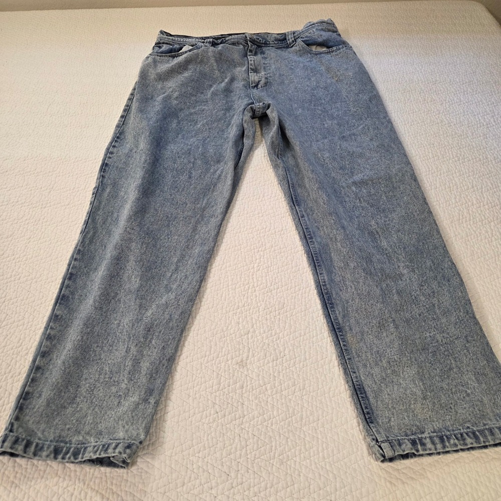 Primitive Skateboarding Mens 38 Acid Wash Baggy Denim Jeans Light Blue Skate